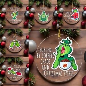 6pc Christmas Grinch Ornament Set - Transparent - 6-Piece Set